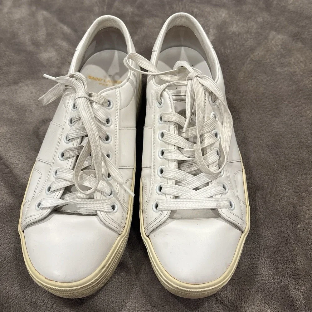 Saint Laurent Signature Court Classic SL/39 Womens 7.5 White Platform Sneakers